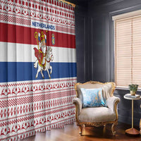 Netherlands Christmas Window Curtain with Sinterklaas Horse Dutch Flag and Festive Knit Pattern - Wonder Print Shop