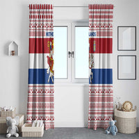 Netherlands Christmas Window Curtain with Sinterklaas Horse Dutch Flag and Festive Knit Pattern - Wonder Print Shop
