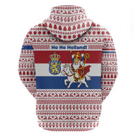 Netherlands Christmas Zip Hoodie with Sinterklaas Horse Dutch Flag and Festive Knit Pattern - Wonder Print Shop