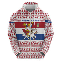 Netherlands Christmas Zip Hoodie with Sinterklaas Horse Dutch Flag and Festive Knit Pattern - Wonder Print Shop
