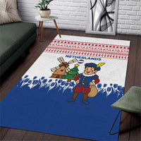 Netherlands Christmas Area Rug with Christmas Tree Windmill Piet Character and Tulip Pattern - Wonder Print Shop