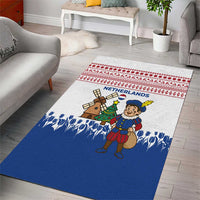 Netherlands Christmas Area Rug with Christmas Tree Windmill Piet Character and Tulip Pattern - Wonder Print Shop