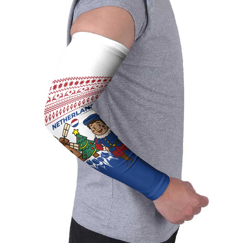 Netherlands Christmas Arm Sleeves with Christmas Tree Windmill Piet Character and Tulip Pattern - Wonder Print Shop