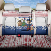Netherlands Christmas Back Car Seat Cover with Christmas Tree Windmill Piet Character and Tulip Pattern - Wonder Print Shop