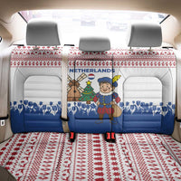 Netherlands Christmas Back Car Seat Cover with Christmas Tree Windmill Piet Character and Tulip Pattern - Wonder Print Shop