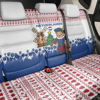 Netherlands Christmas Back Car Seat Cover with Christmas Tree Windmill Piet Character and Tulip Pattern - Wonder Print Shop