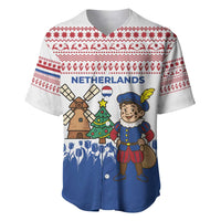Netherlands Christmas Baseball Jersey with Christmas Tree Windmill Piet Character and Tulip Pattern - Wonder Print Shop