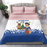 Netherlands Christmas Bedding Set with Christmas Tree Windmill Piet Character and Tulip Pattern - Wonder Print Shop