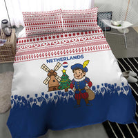 Netherlands Christmas Bedding Set with Christmas Tree Windmill Piet Character and Tulip Pattern - Wonder Print Shop