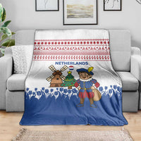 Netherlands Christmas Blanket with Christmas Tree Windmill Piet Character and Tulip Pattern - Wonder Print Shop