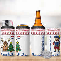 Netherlands Christmas 4 in 1 Can Cooler Tumbler with Christmas Tree Windmill Piet Character and Tulip Pattern - Wonder Print Shop