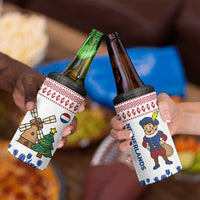 Netherlands Christmas 4 in 1 Can Cooler Tumbler with Christmas Tree Windmill Piet Character and Tulip Pattern - Wonder Print Shop