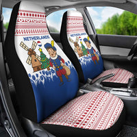 Netherlands Christmas Car Seat Cover with Christmas Tree Windmill Piet Character and Tulip Pattern - Wonder Print Shop