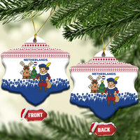 Netherlands Christmas Ceramic Ornament with Christmas Tree Windmill Piet Character and Tulip Pattern - Wonder Print Shop