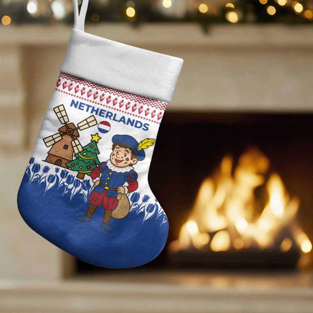 Netherlands Christmas Stocking with Christmas Tree Windmill Piet Character and Tulip Pattern - Wonder Print Shop
