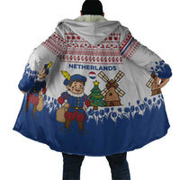 Netherlands Christmas Cloak with Christmas Tree Windmill Piet Character and Tulip Pattern - Wonder Print Shop