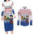 Netherlands Christmas Couples Matching Long Sleeve Bodycon Dress and Long Sleeve Button Shirt with Christmas Tree Windmill Piet Character and Tulip Pattern - Wonder Print Shop