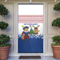 Netherlands Christmas Door Cover with Christmas Tree Windmill Piet Character and Tulip Pattern - Wonder Print Shop