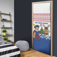 Netherlands Christmas Door Cover with Christmas Tree Windmill Piet Character and Tulip Pattern - Wonder Print Shop
