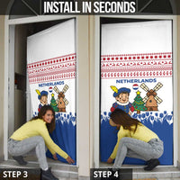 Netherlands Christmas Door Cover with Christmas Tree Windmill Piet Character and Tulip Pattern - Wonder Print Shop