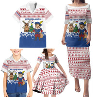 Netherlands Christmas Family Matching Puletasi and Hawaiian Shirt with Christmas Tree Windmill Piet Character and Tulip Pattern - Wonder Print Shop