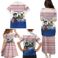Netherlands Christmas Family Matching Puletasi and Hawaiian Shirt with Christmas Tree Windmill Piet Character and Tulip Pattern - Wonder Print Shop