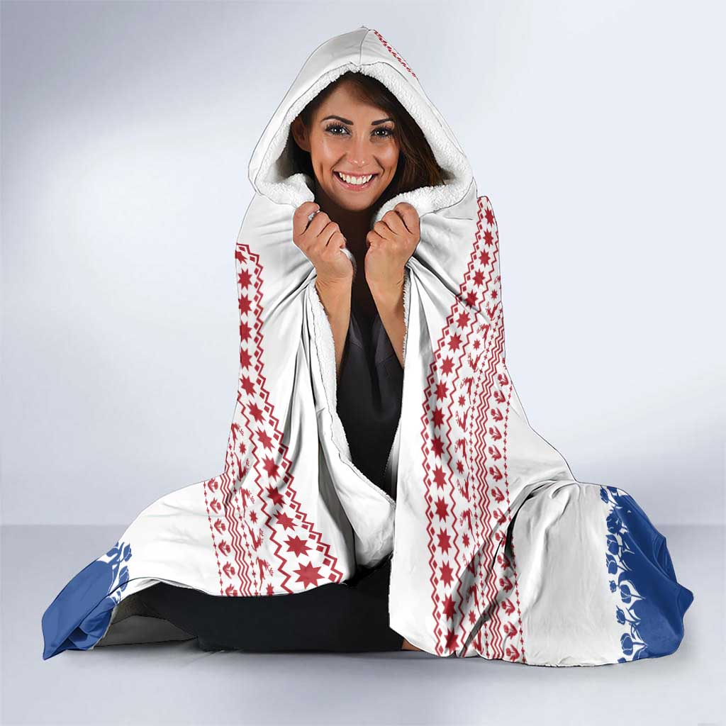 Netherlands Christmas Hooded Blanket with Christmas Tree Windmill Piet Character and Tulip Pattern - Wonder Print Shop