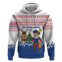 Netherlands Christmas Hoodie with Christmas Tree Windmill Piet Character and Tulip Pattern - Wonder Print Shop