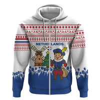 Netherlands Christmas Hoodie with Christmas Tree Windmill Piet Character and Tulip Pattern - Wonder Print Shop