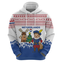 Netherlands Christmas Hoodie with Christmas Tree Windmill Piet Character and Tulip Pattern - Wonder Print Shop
