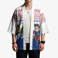 Netherlands Christmas Kimono with Christmas Tree Windmill Piet Character and Tulip Pattern - Wonder Print Shop