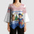 Netherlands Christmas Kimono Sleeve Blouse with Christmas Tree Windmill Piet Character and Tulip Pattern - Wonder Print Shop