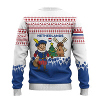 Netherlands Christmas Ugly Christmas Sweater with Christmas Tree Windmill Piet Character and Tulip Pattern - Wonder Print Shop