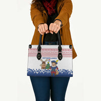 Netherlands Christmas Leather Bag with Christmas Tree Windmill Piet Character and Tulip Pattern - Wonder Print Shop