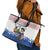 Netherlands Christmas Leather Tote Bag with Christmas Tree Windmill Piet Character and Tulip Pattern - Wonder Print Shop