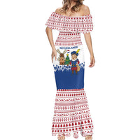 Netherlands Christmas Mermaid Dress with Christmas Tree Windmill Piet Character and Tulip Pattern - Wonder Print Shop