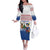 Netherlands Christmas Off The Shoulder Long Sleeve Dress with Christmas Tree Windmill Piet Character and Tulip Pattern - Wonder Print Shop