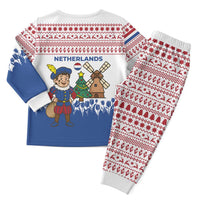 Netherlands Christmas Pajama Set with Christmas Tree Windmill Piet Character and Tulip Pattern - Wonder Print Shop