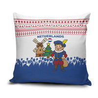 Netherlands Christmas Pillow Cover with Christmas Tree Windmill Piet Character and Tulip Pattern - Wonder Print Shop