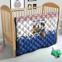 Netherlands Christmas Quilt with Christmas Tree Windmill Piet Character and Tulip Pattern - Wonder Print Shop