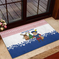 Netherlands Christmas Rubber Doormat with Christmas Tree Windmill Piet Character and Tulip Pattern - Wonder Print Shop