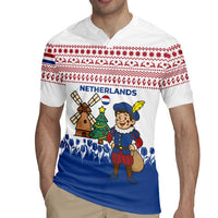 Netherlands Christmas Rugby Jersey with Christmas Tree Windmill Piet Character and Tulip Pattern - Wonder Print Shop