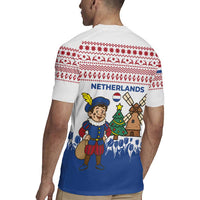 Netherlands Christmas Rugby Jersey with Christmas Tree Windmill Piet Character and Tulip Pattern - Wonder Print Shop