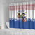 Netherlands Christmas Shower Curtain with Christmas Tree Windmill Piet Character and Tulip Pattern - Wonder Print Shop