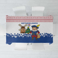 Netherlands Christmas Tablecloth with Christmas Tree Windmill Piet Character and Tulip Pattern - Wonder Print Shop