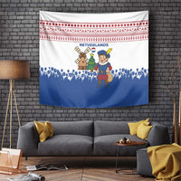 Netherlands Christmas Tapestry with Christmas Tree Windmill Piet Character and Tulip Pattern - Wonder Print Shop