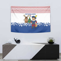 Netherlands Christmas Tapestry with Christmas Tree Windmill Piet Character and Tulip Pattern - Wonder Print Shop