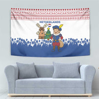 Netherlands Christmas Tapestry with Christmas Tree Windmill Piet Character and Tulip Pattern - Wonder Print Shop