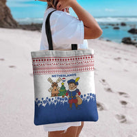 Netherlands Christmas Tote Bag with Christmas Tree Windmill Piet Character and Tulip Pattern - Wonder Print Shop