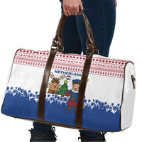Netherlands Christmas Travel Bag with Christmas Tree Windmill Piet Character and Tulip Pattern - Wonder Print Shop